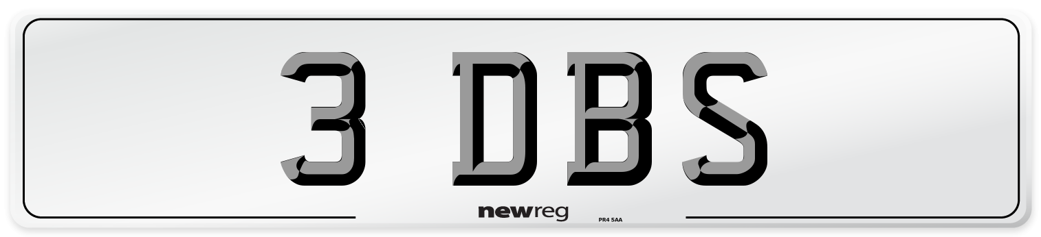 3 DBS Number Plate from New Reg